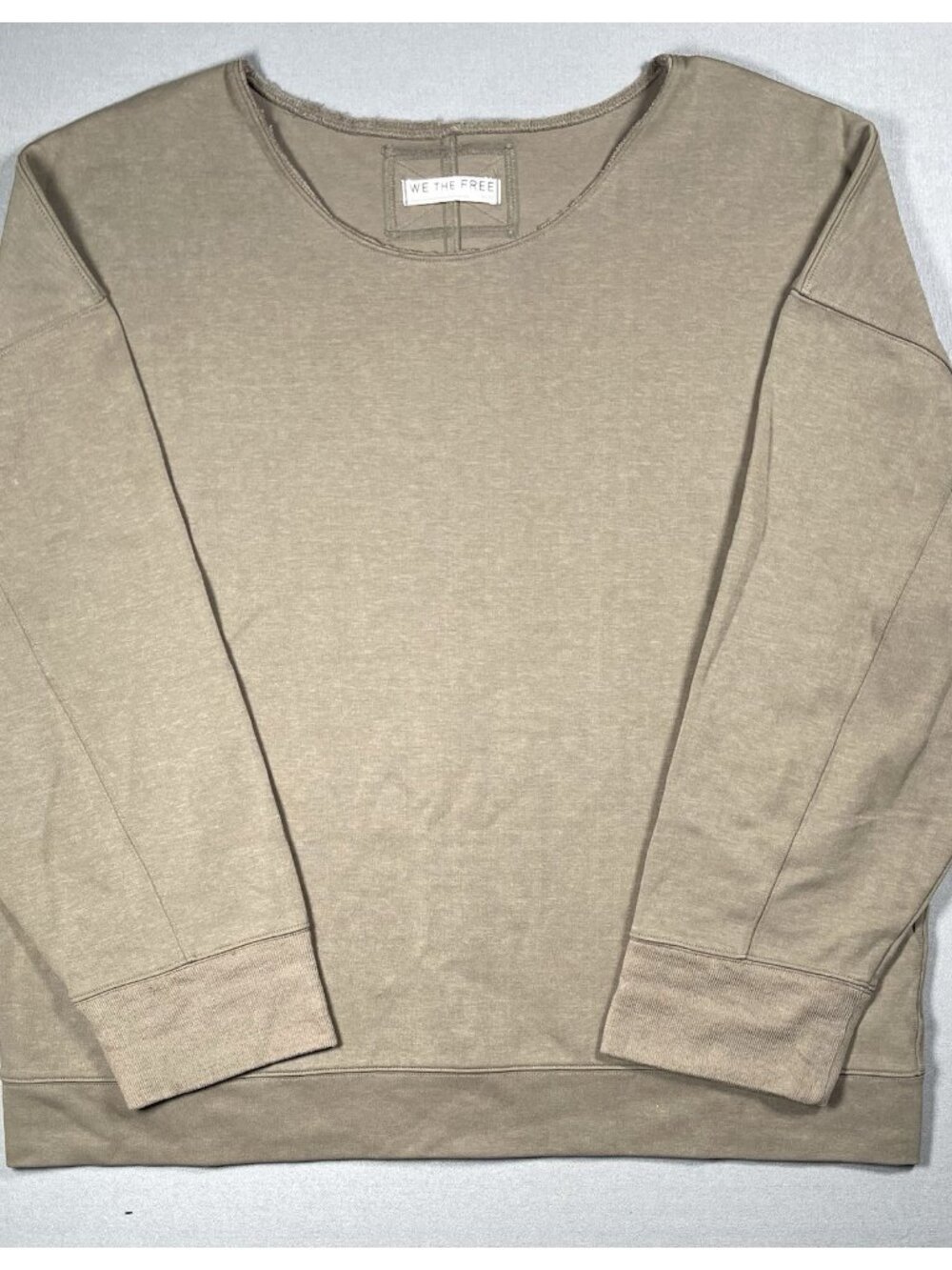 We The Free Oversized Drape Raw Edged Brown Sweatshirt - Women Size Medium